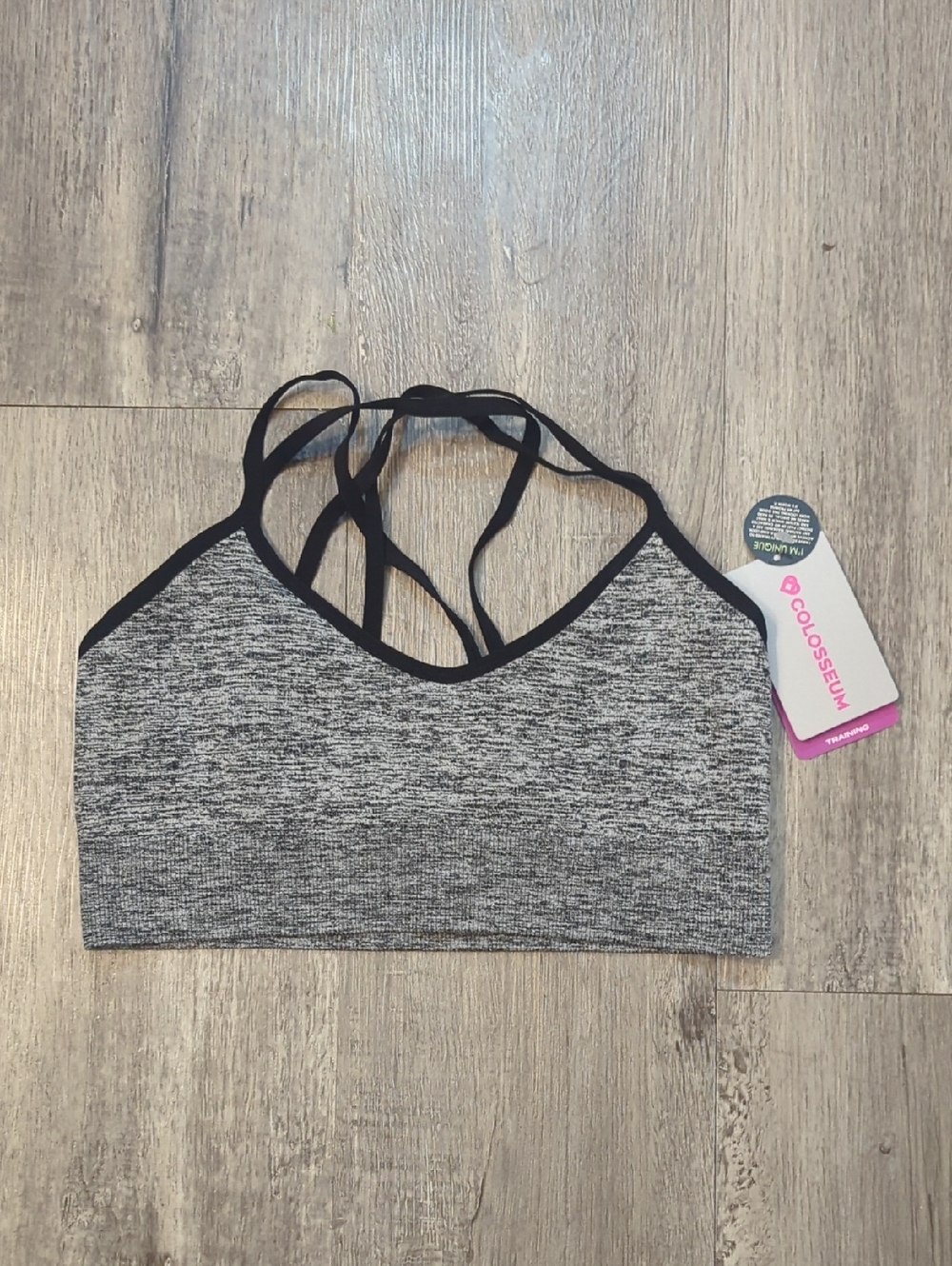 Colosseum Gray and Black Strappy Sports Bra NWT8